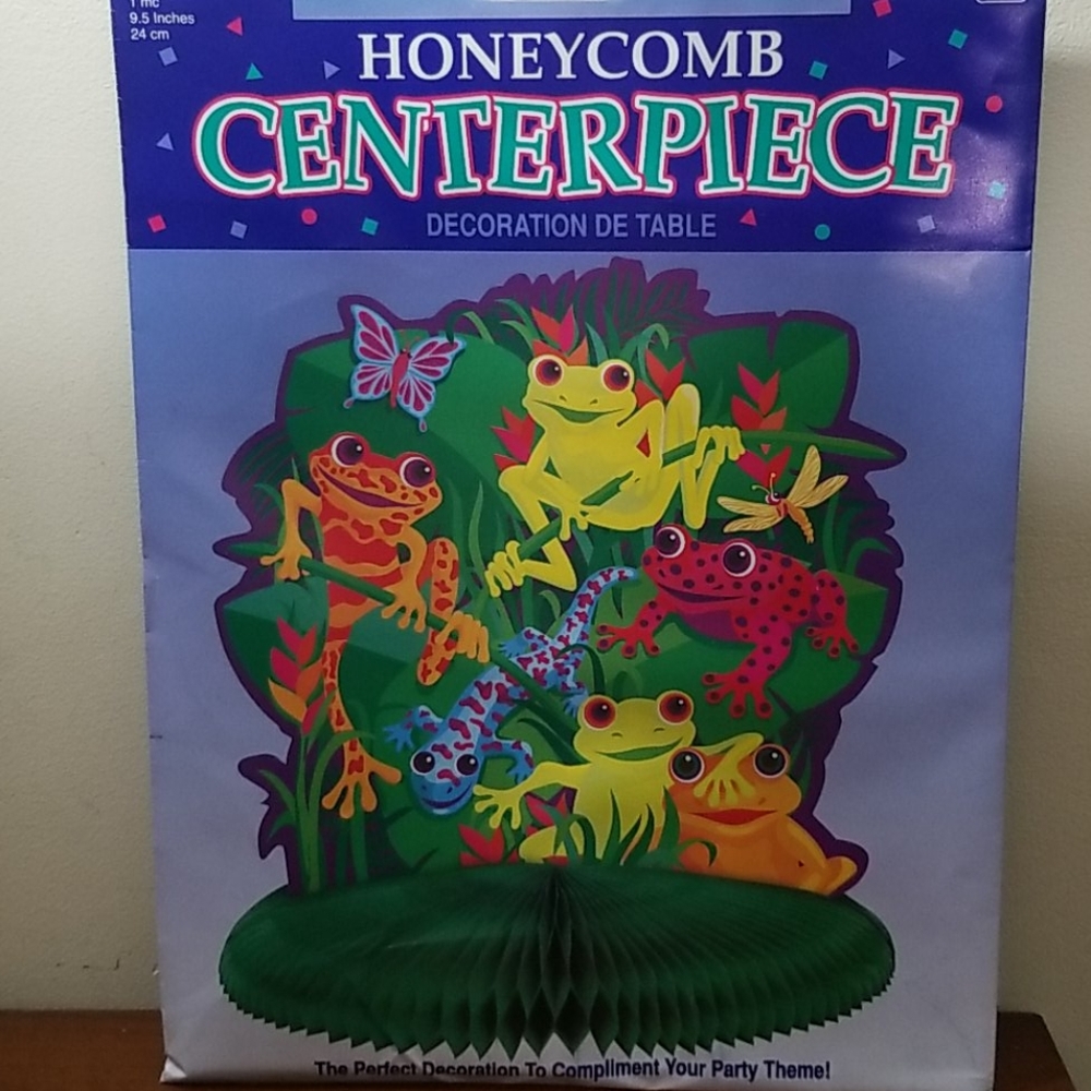 🎁4/$10🎁 🐸Rainforest Frogs Birthday Honeycomb Centerpiece Decoration 🐸